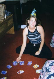 Me, drunk off my ass at my 21st birthday party: October, 1999.  Incidently, that's the only time I've ever won at circle solitare.